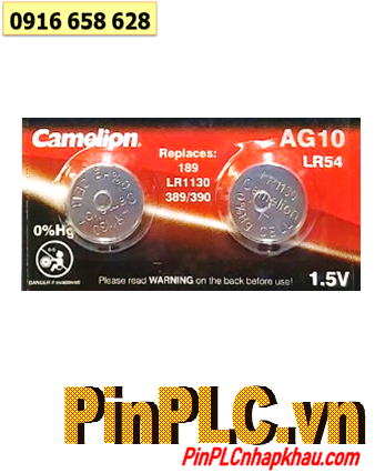 Camelion AG10 LR1130, Pin cúc áo 1.55v Alkaline Camelion AG10 LR1130 (Loại vỉ 10viên)-Giá/1viên